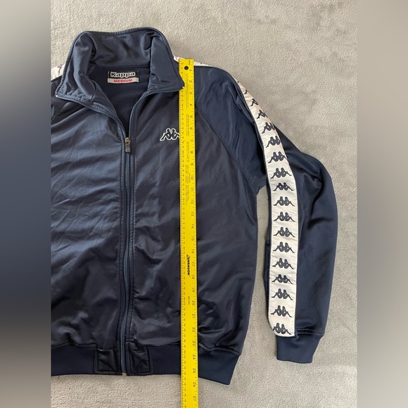 Kappa Track Jacket Men's Medium Navy Blue Full Zip Up Tape Stripe Retro - Picture 9 of 16